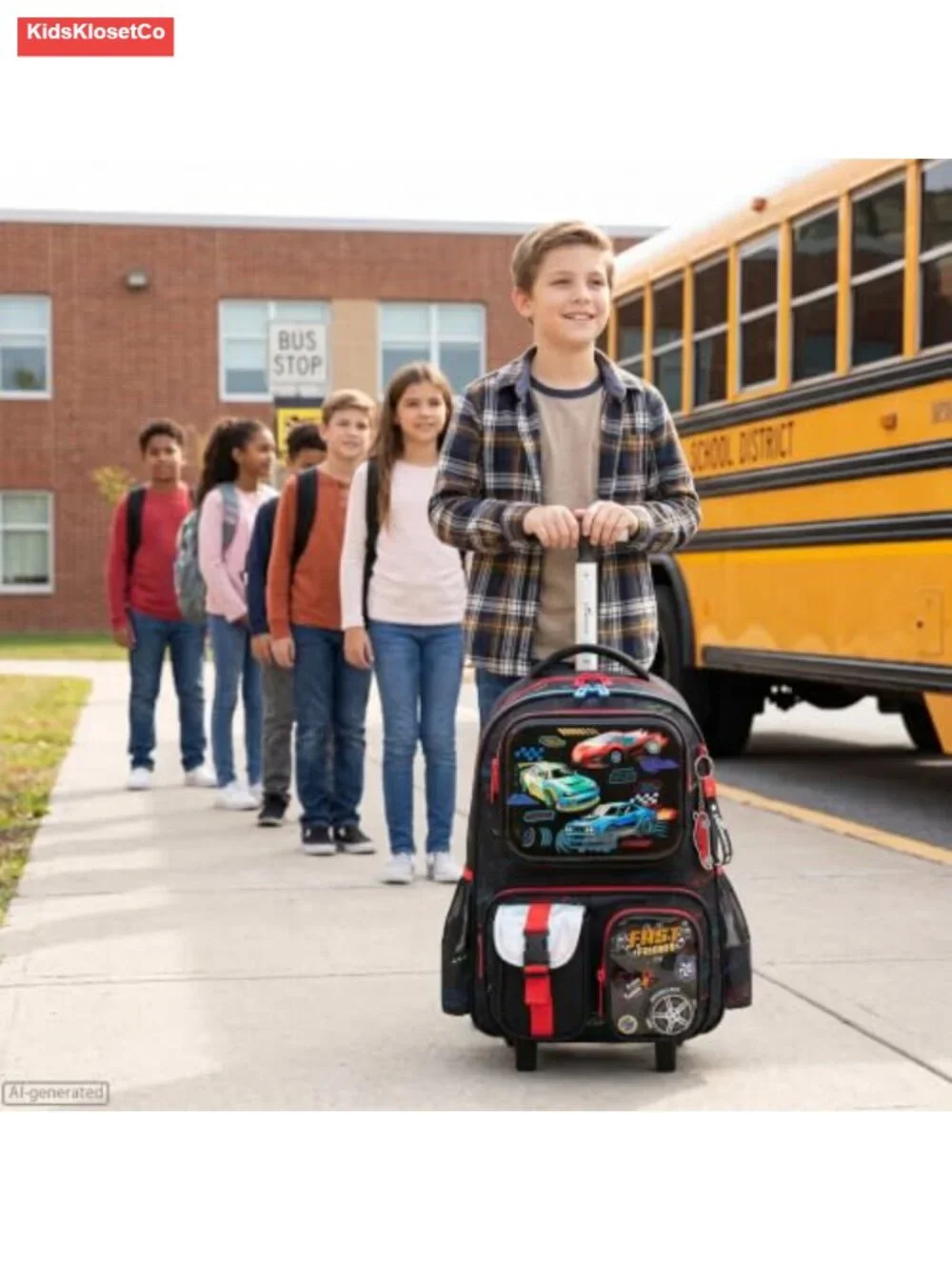 Kids Rolling Backpack with Wheels for Boys Girls, Lunch Bag & Pencil Case,